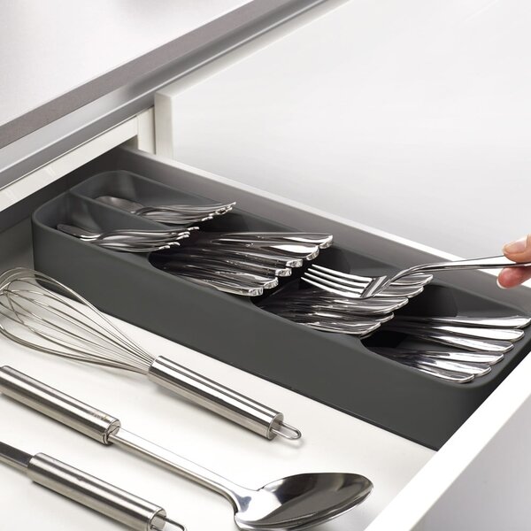 Siv plastičen organizator za pribor 11 x 39,5 cm Duo – Joseph Joseph