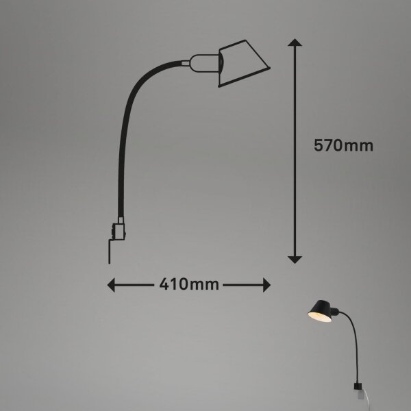 Briloner 2079-015 - Stenska fleksibilna svetilka 1xE27/10W/230V črna