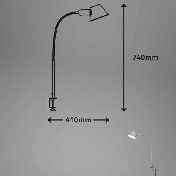 Brilo - Fleksibilni namizna svetilka s sponko 1xE27/10W/230V srebrna