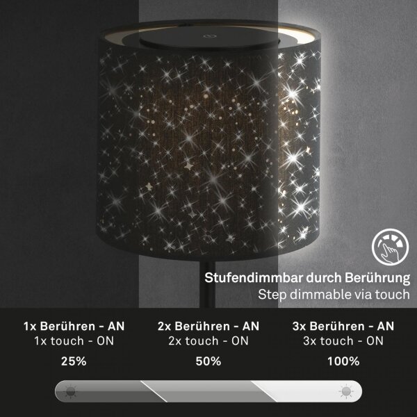 Brilo - LED Zatemnitvena polnilna namizna svetilka LOLE LED/3W/5V IP44 črna