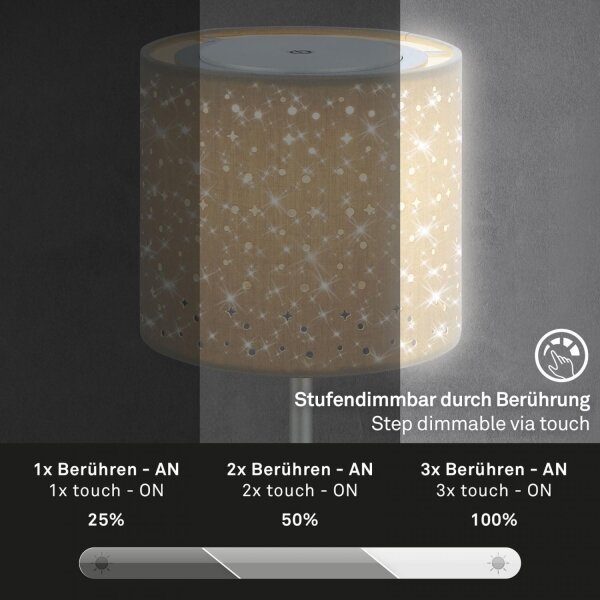 Brilo - LED Zatemnitvena polnilna namizna svetilka LOLE LED/3W/5V IP44 srebrna