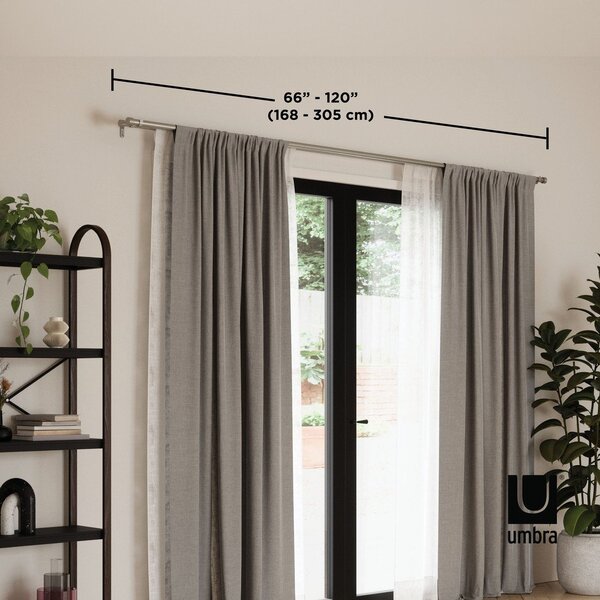 Raztegljiva dvojna karnisa iz nerjavečega jekla 168 - 305 cm Cappa - Umbra