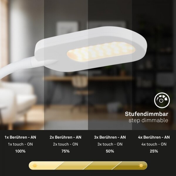 Briloner 2177016 - LED Zatemnitven stenski fleksibilna svetilka LED/6W/230V bela