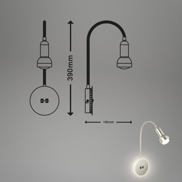 Briloner 2178012 - LED Fleksibilna stenska svetilka 1xE14/10W/230V + LED/3W krom