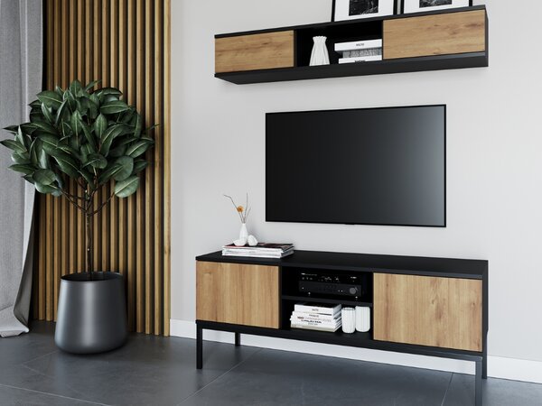 TV omarica LANZZI 120x40 cm, črna/hrast artisan