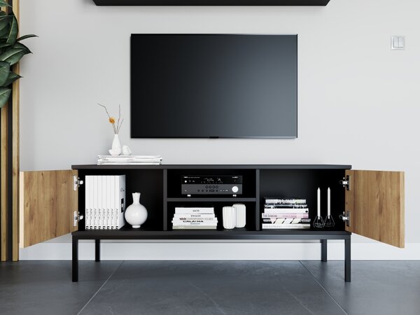TV omarica LANZZI 120x40 cm, črna/hrast artisan