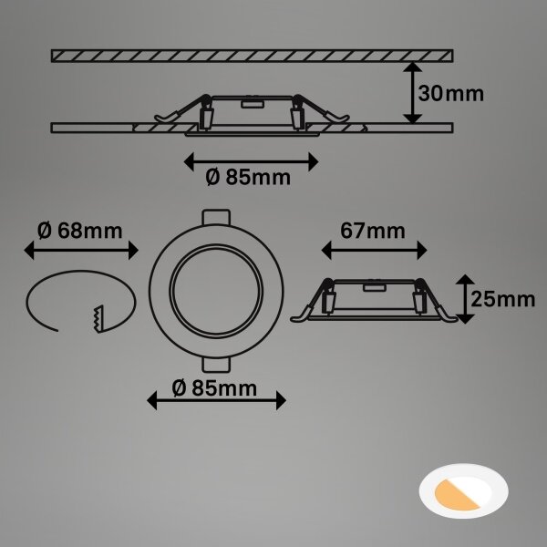 Brilo - SET 3x LED Kopalniška vgradna svetilka LED/4W/230V IP44 bela