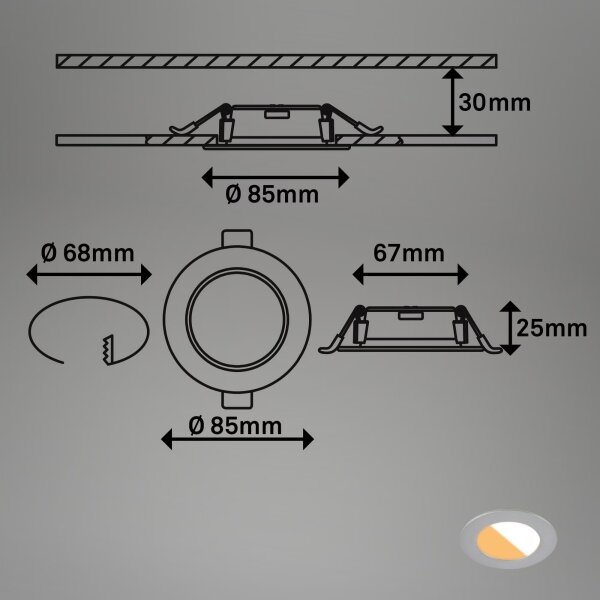 Brilo - SET 3x LED Kopalniška vgradna svetilka LED/4W/230V IP44 srebrna