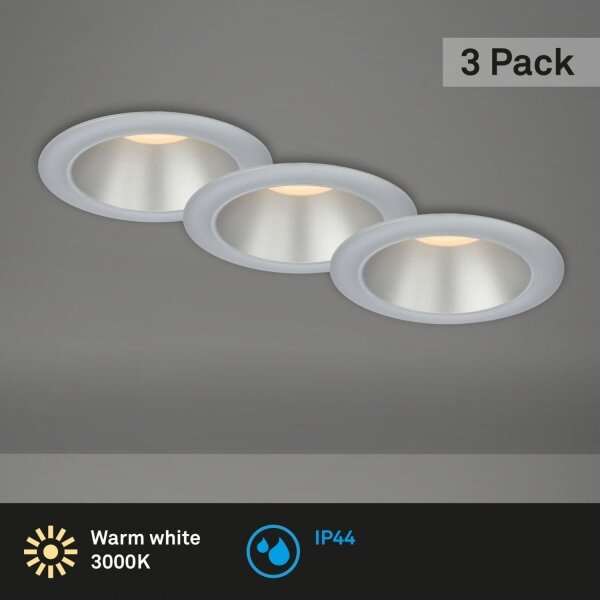 Briloner 7041-034-SET 3x LED Kopalniška vgradna svetilka LED/4,9W/230V srebrna