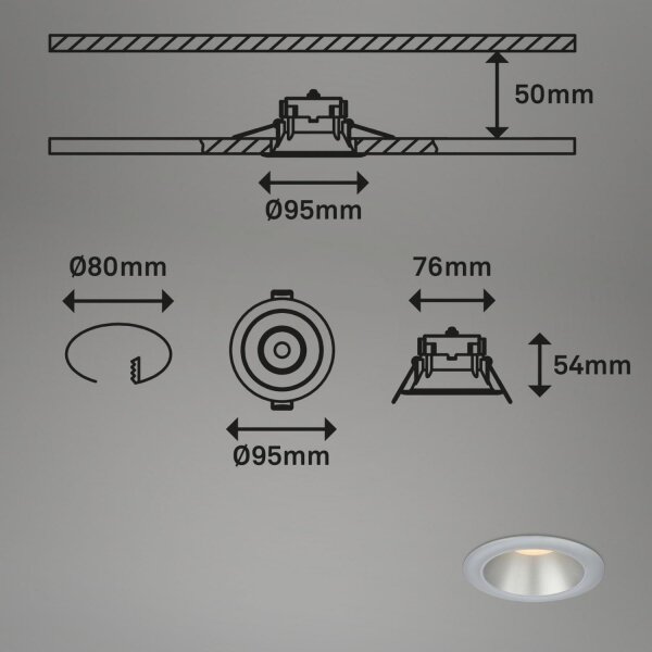 Briloner 7041-034-SET 3x LED Kopalniška vgradna svetilka LED/4,9W/230V srebrna