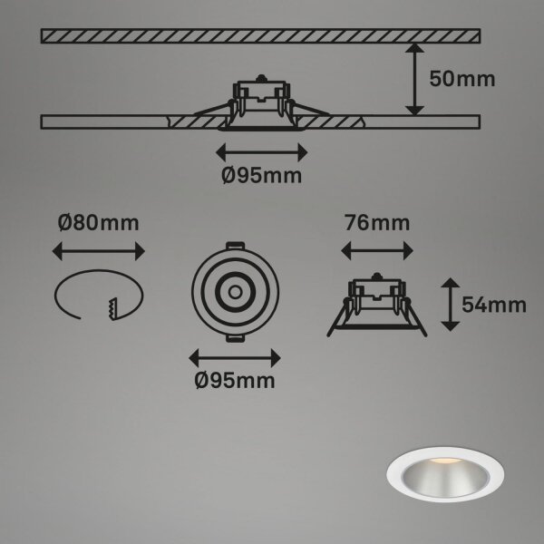 Briloner 7041-036 - SET 3x LED Kopalniška vgradna svetilka LED/4,9W/230V bela