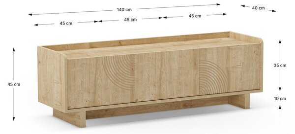 TV omarica v hrastovem dekorju v naravni barvi 140x45x40 cm Daira – Marckeric