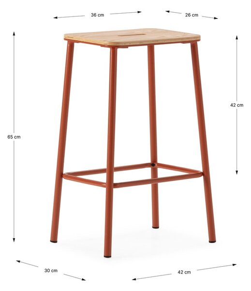 Opečnato oranžni barski stoli v kompletu 2 ks (višina sedeža 65 cm) Abba – Marckeric