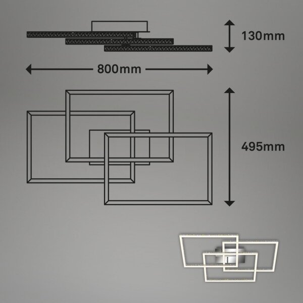 Brilo - LED Zatemnitvena stropna svetilka FRAME LED/57W/230V 3000K mat krom