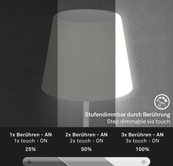 Brilo - LED Zatemnitvena polnilna namizna svetilka LED/3W/5V IP44 bela