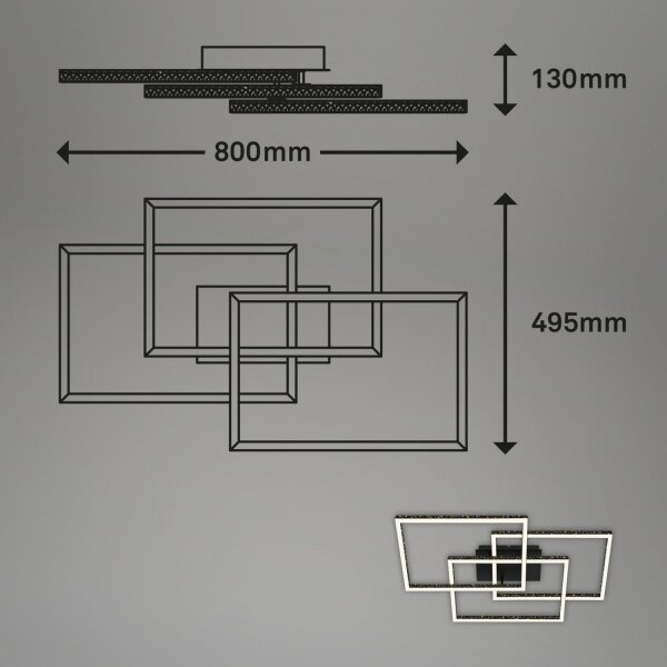 Brilo - LED Zatemnitvena stropna svetilka FRAME LED/57W/230V 3000K črna