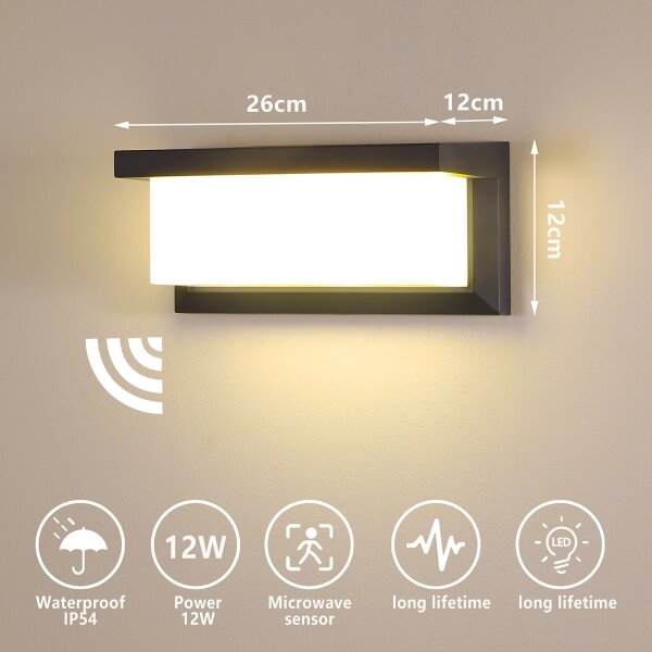 Brilagi-LED Zunanja stenska svetilka s senzorjem BRICKY LED/12W/230V antracit IP54