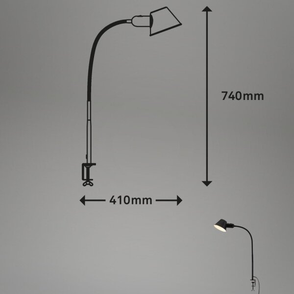 Brilo - Fleksibilni namizna svetilka s sponko 1xE27/10W/230V črna