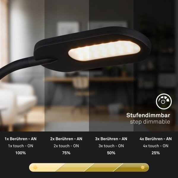 Briloner 2177015 - LED Zatemnitvena fleksibilna stenska svetilka LED/6W/230V črna