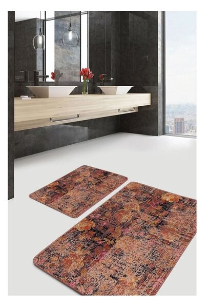 Rjave žametne kopalniške preproge v kompletu 2 ks 60x100 cm – Mila Home