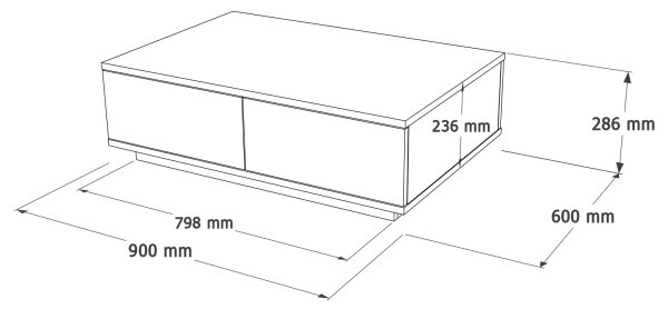 Klubska mizica 28,6x90 cm bor atlantic/bela