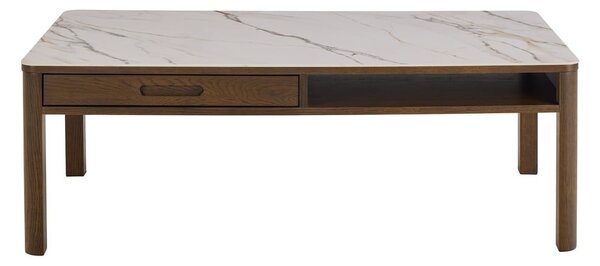 Bež-temno rjava klubska mizica s keramično ploščo 70x130 cm Southampton – Actona