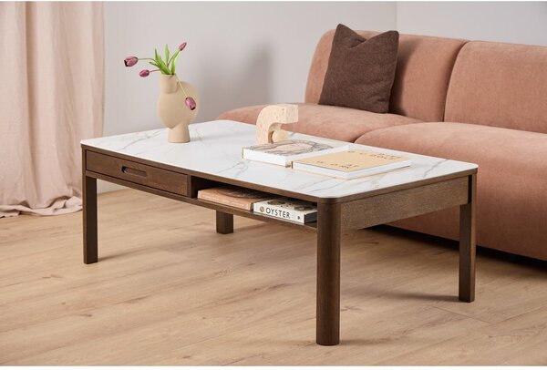 Bež-temno rjava klubska mizica s keramično ploščo 70x130 cm Southampton – Actona