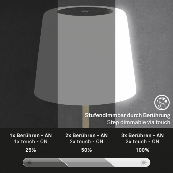 Brilo - LED Zatemnitvena polnilna namizna svetilka COMPA LED/3W/5V IP44 črna