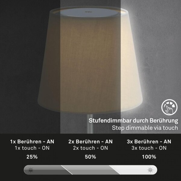 Brilo - LED Zatemnitvena polnilna namizna svetilka LED/3W/5V IP44 srebrna/bež