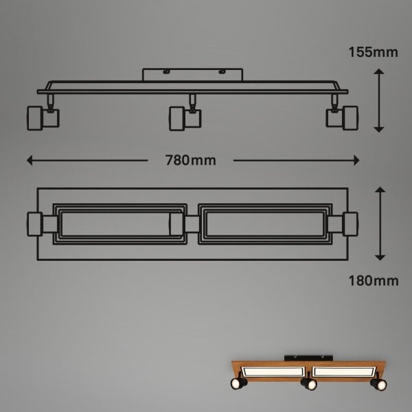 Brilo - LED Stropna svetilka LED/24W/230V + 3xGU10/9W 3000K