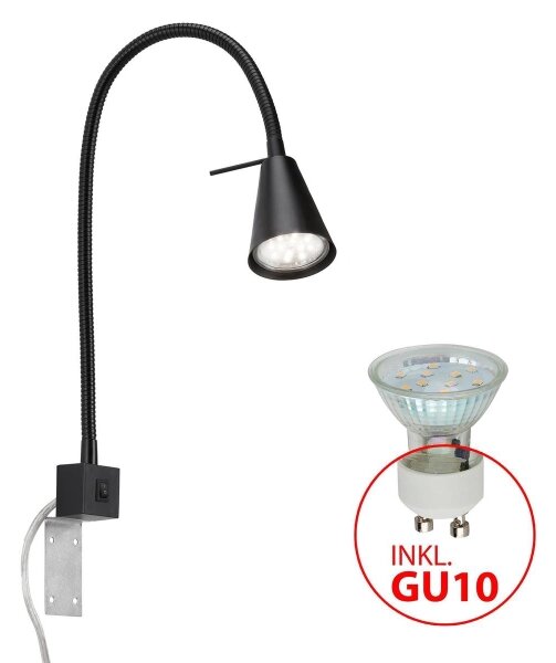 Briloner 2080-015 - LED Stenska svetilka COMFORT LIGHT 1xGU10/5W/230V črna