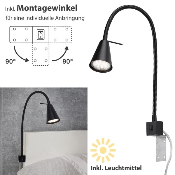 Briloner 2080-015 - LED Stenska svetilka COMFORT LIGHT 1xGU10/5W/230V črna