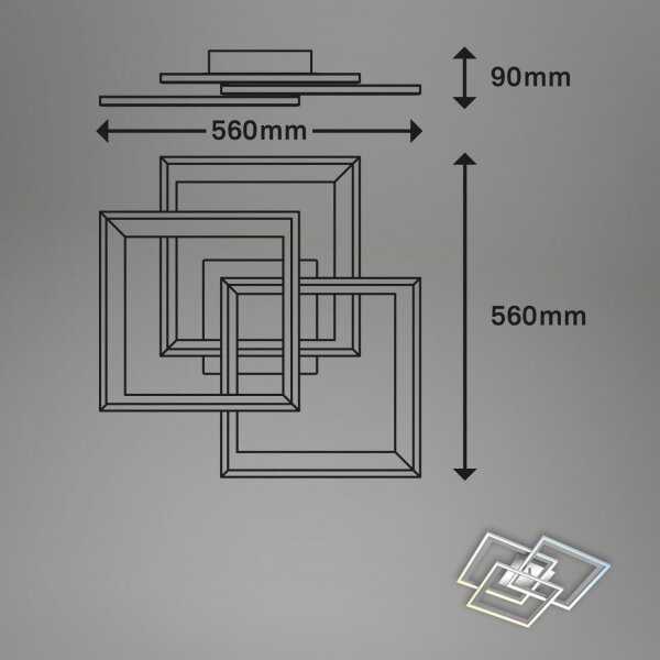 Brilo - LED Zatemnitvena stropna svetilka FRAME LED/45W/230V 2700-6500K + Daljinski upravljalnik