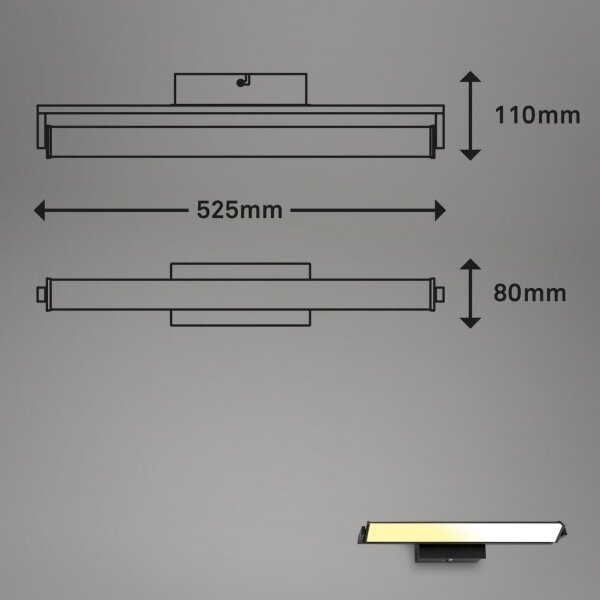 Brilo - LED Zatemnitvena stenska svetilka LED/15W/230V 2700-4000K črna