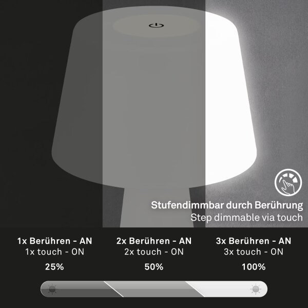 Brilo - LED Zatemnitvena polnilna zunanja namizna svetilka LED/3,5W/5V IP44 bela