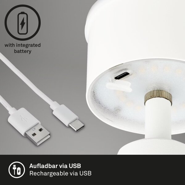 Brilo - LED Zatemnitvena polnilna zunanja namizna svetilka LED/3,5W/5V IP44 bela