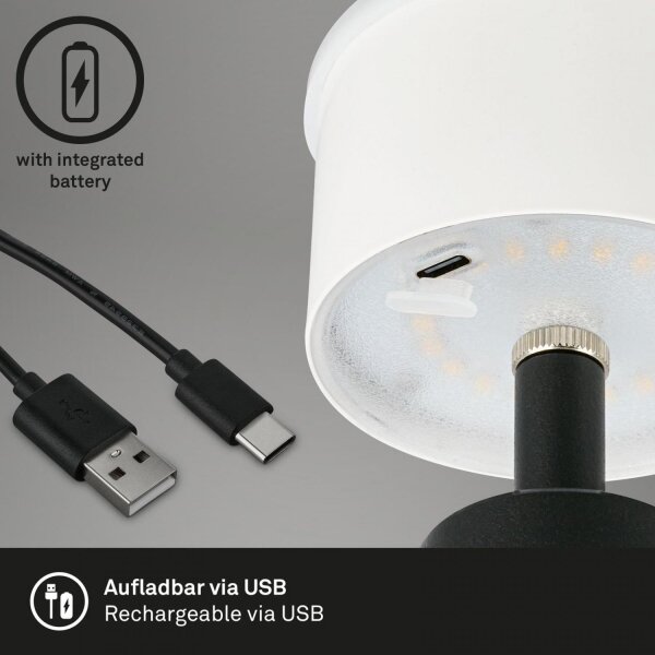 Brilo - LED Zatemnitvena polnilna zunanja namizna svetilka LED/3,5W/5V IP44 črna