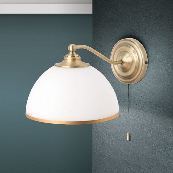 Orion WA 2-1371/1 - Stenska svetilka OLD LAMP 1xE27/40W/230V bela/medenina