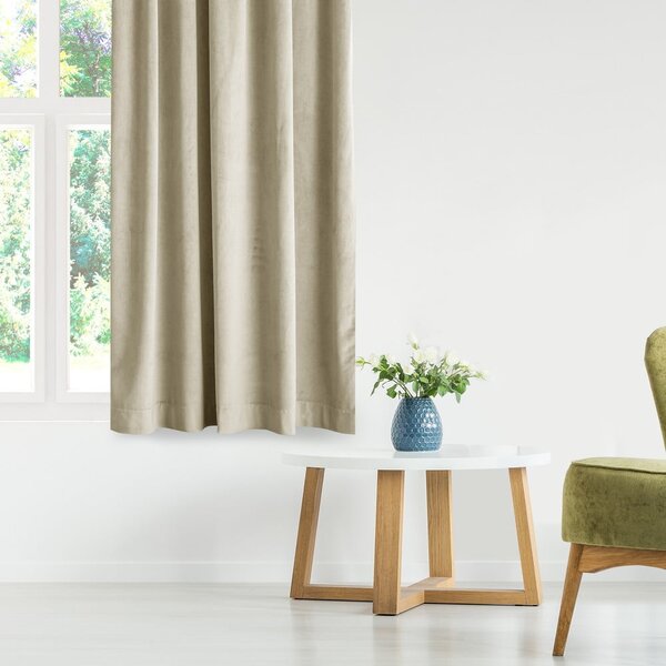 Rjava/bež žametna zavesa za delno zatemnitev 140x245 cm Eyelets – Restilo