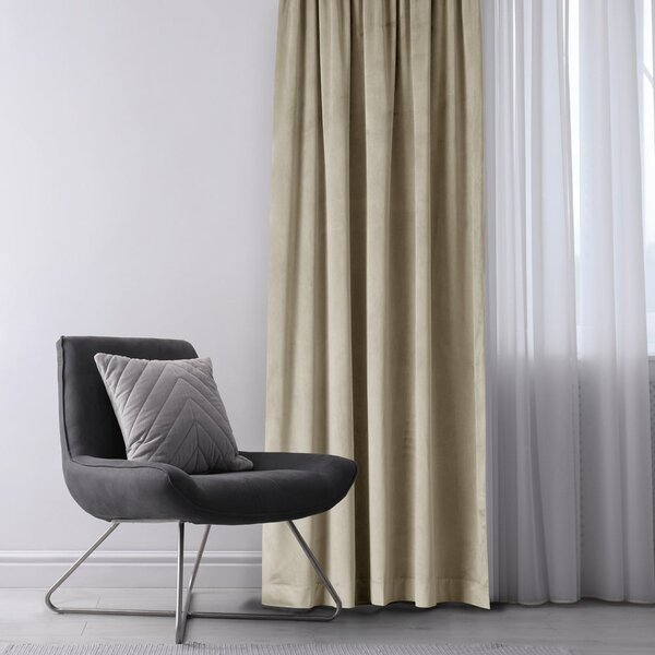 Rjava/bež žametna zavesa za delno zatemnitev 140x245 cm Eyelets – Restilo