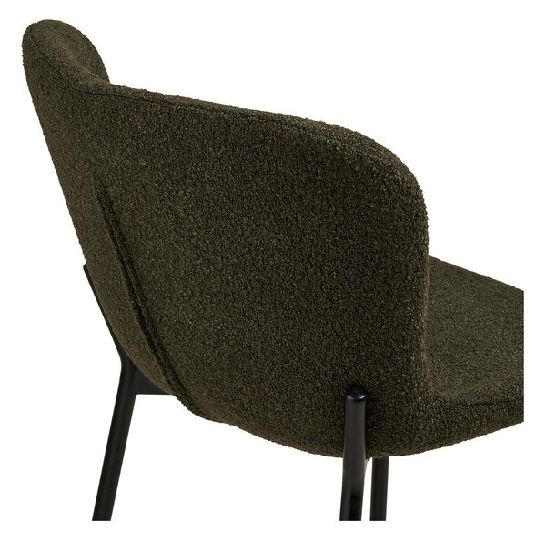 Temno zelen oblazinjen barski stol (višina sedeža 65 cm) Maceda – House Nordic