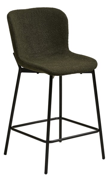 Temno zelen oblazinjen barski stol (višina sedeža 65 cm) Maceda – House Nordic