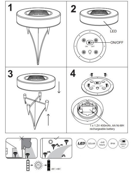 Globo 36414-2 - SET 2x LED Solarna svetilka SOLAR LED/0,8W/3V 3200K IP44