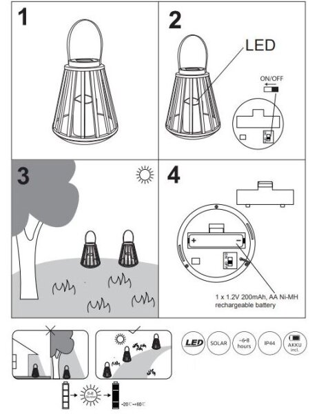 Globo 36654 - LED Solarna svetilka SOLAR LED/0,06W/3V 3200K IP44