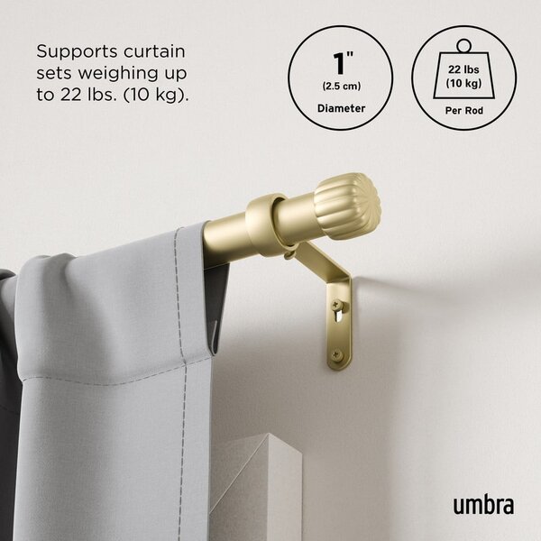Jeklena karnisa z nastavljivo dolžino v mat zlati barvi 168 - 305 cm Cleo – Umbra