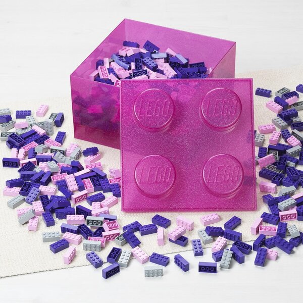 Rožnata plastična otroška škatla za shranjevanje 25x25x18 cm – LEGO®