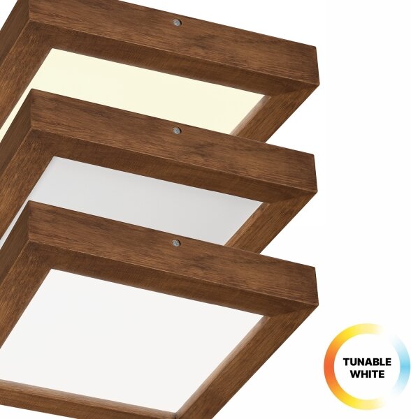 Brilagi-LED Zatemnitvena svetilka WOODY FRAME LED/24W/230V hrast 30x30 cm IP44 + Daljinski upravljalnik