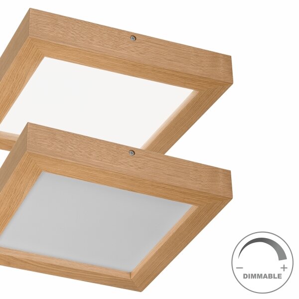 Brilagi-LED Zatemnitvena svetilka WOODY FRAME LED/24W/230V hrast 30x30 cm IP44 + Daljinski upravljalnik