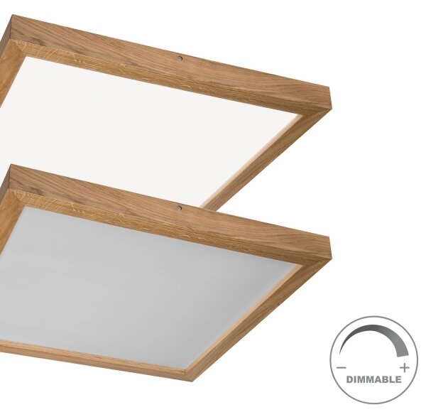 Brilagi-LED Zatemnitvena svetilka WOODY FRAME LED/50W/230V hrast 60x60 cm IP44 + Daljinski upravljalnik