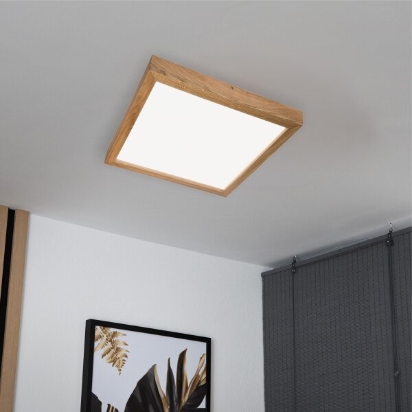 Brilagi-LED Zatemnitvena svetilka WOODY FRAME LED/50W/230V hrast 60x60 cm IP44 + Daljinski upravljalnik